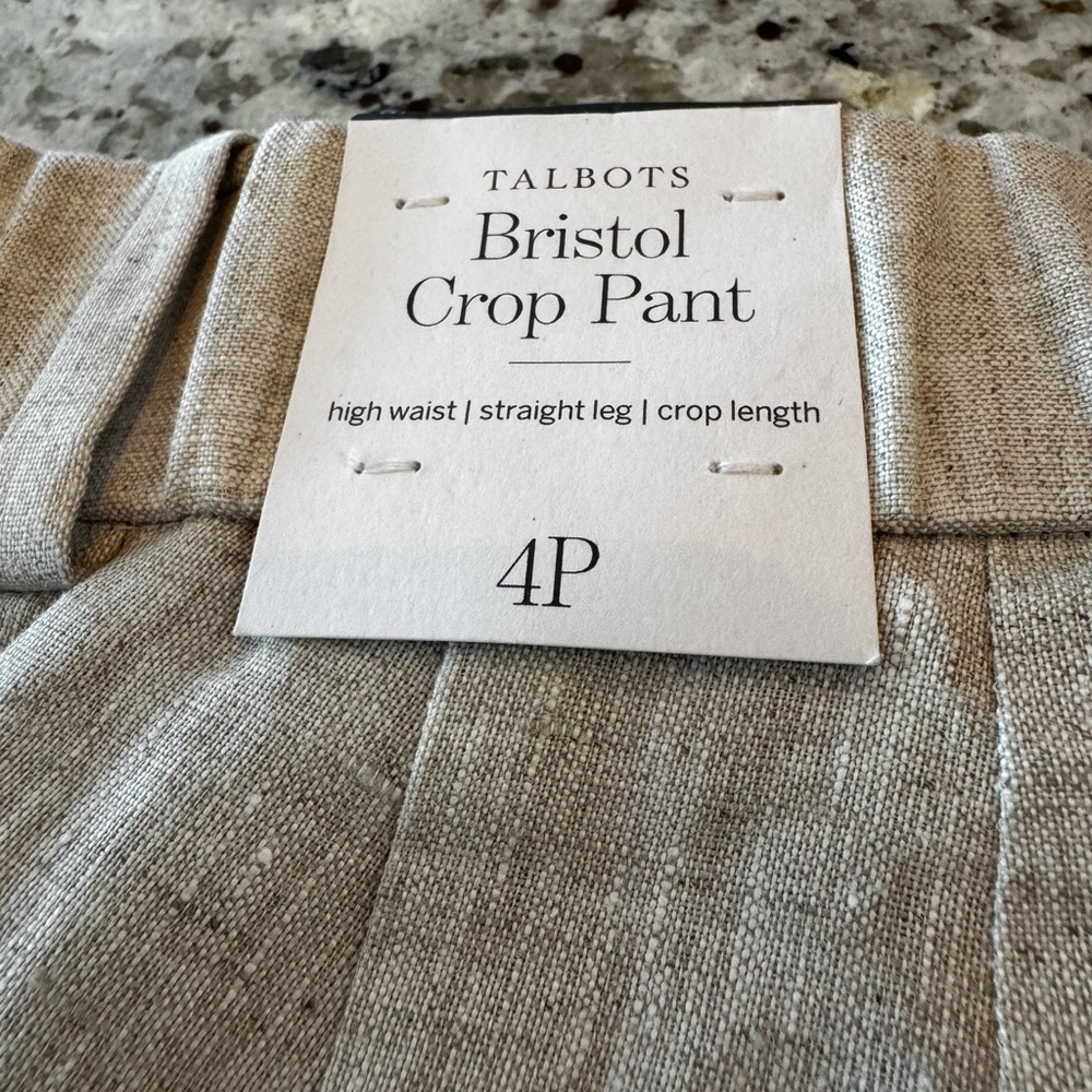 Talbots Linen Cropped Ankle Pants in‎ Light Taupe - Picture 10 of 10